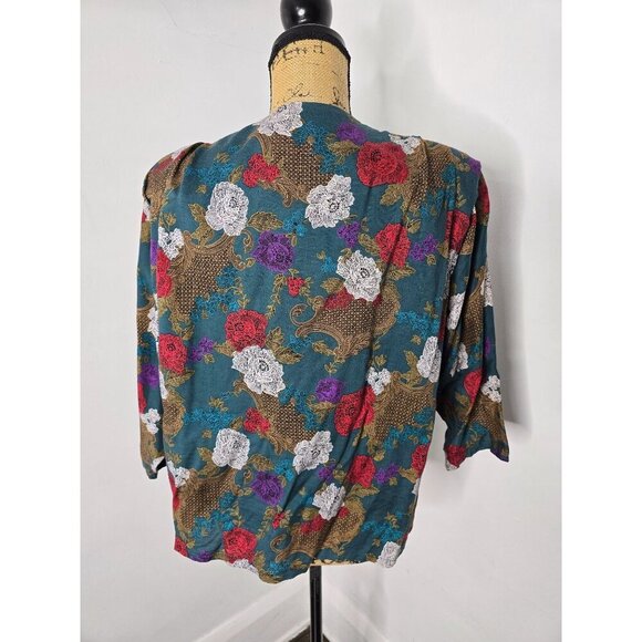 Vintage 80s Romantic Boho Floral Open Front Jacket - Picture 3 of 12